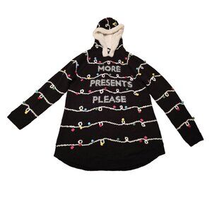 NWOT Women's Holiday Ugly Christmas Sweater Hoodie with Lights Star Size L 11-13